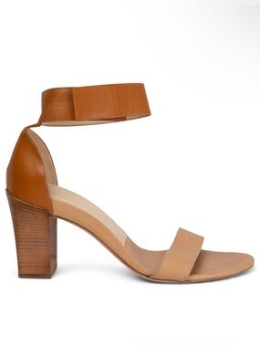 CHLOE camel & nude TWO TONE ANKLE STRAP Sandals Shoes Sz 37 1/2